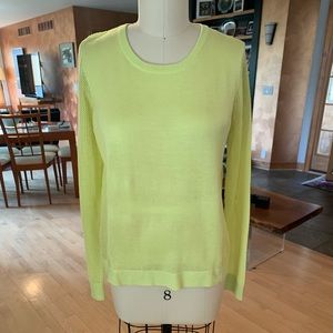 Cabi size 8 Split Back Pullover.  Citrus yellow long sleeve summer sweater